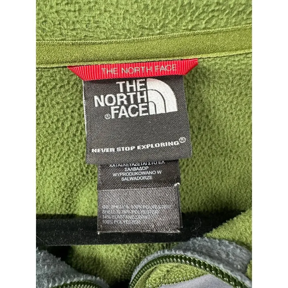 The North Face Men's Fleece Pullover FlashDry Olive Green Sweater Gray Pocket XL